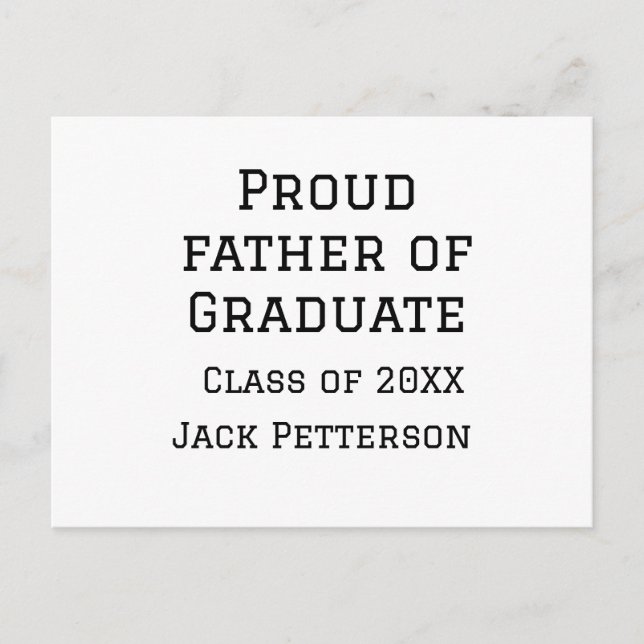 Cartão Postal Orgulhoso pai da classe de formandos de 20XX adici (Frente)