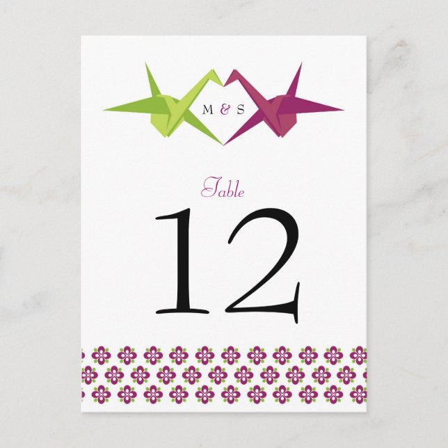 Cartão Postal Origami Paper Crane Wedding (Frente)