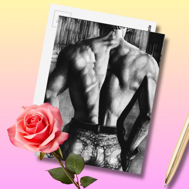 Cartão Postal Original Art Bodybuilder Back In Tight Jeans Cool (Cool Postcard!! What more could you want?)