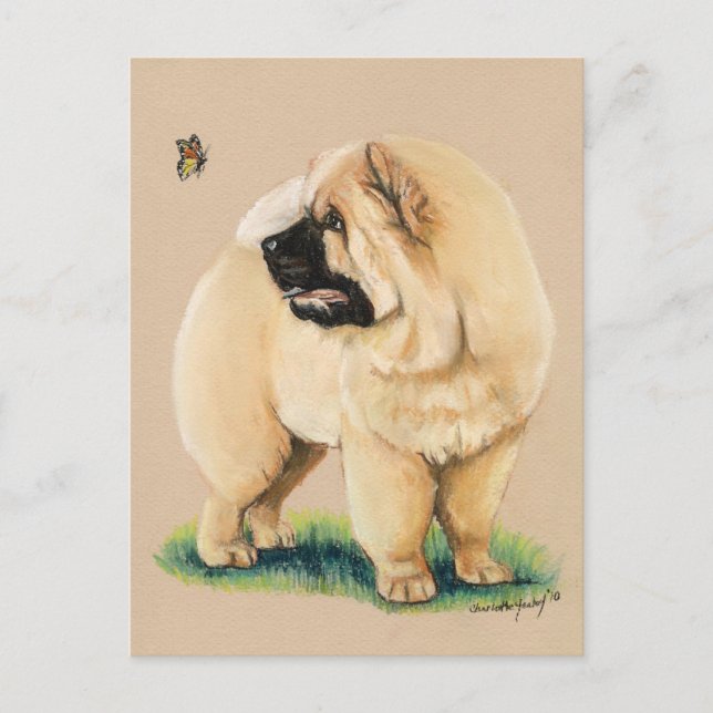 Cartão postal original de arte canino Chow (Frente)