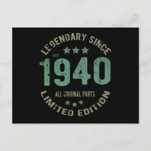 Cartão Postal Original Desde 1940 Presente de Aniversário Lenda