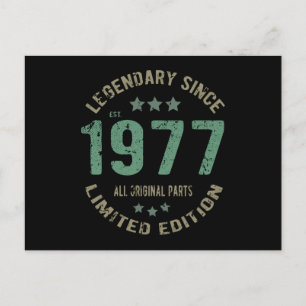 Cartão Postal Original Desde 1977 Presente de Aniversário Lenda