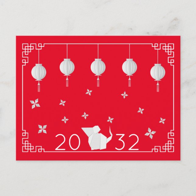 Cartão Postal Origine de Ano Novo Chinês Rat RED (Frente)