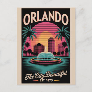 Cartão Postal Orlando Flórida Antiga Cidade Bonita Viagem Retro