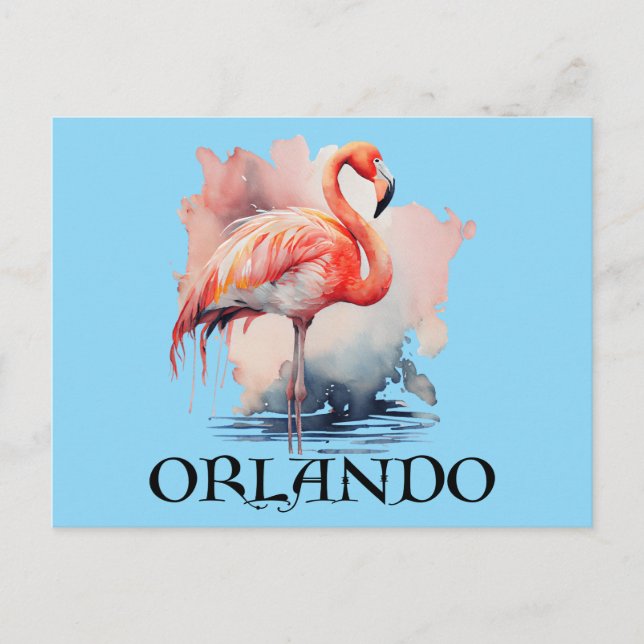 Cartão Postal Orlando Florida Pink Flamingo (Frente)