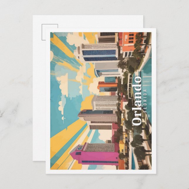 Cartão Postal Orlando Florida USA Pop Art Viagem (Frente/Verso)