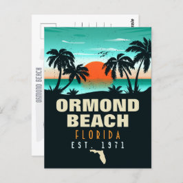 Cartão Postal Ormond Beach Retro Sunset Souvenir 60s