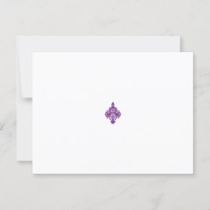 Cartão Postal Ornamentado, design simétrico com roxo, rosa e