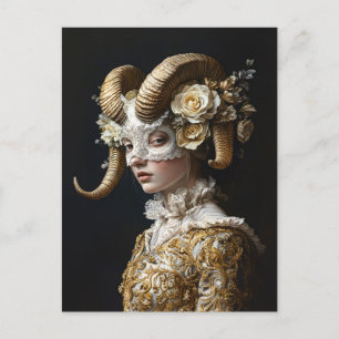Cartão Postal Ornamentado Ram Mask Mascarada