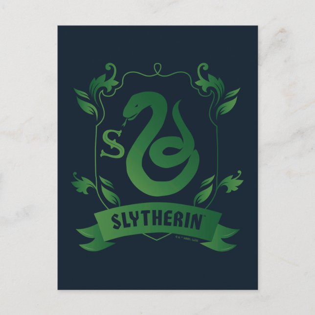 Cartão Postal Ornamentado SLYTHERIN™ House Crest (Frente)