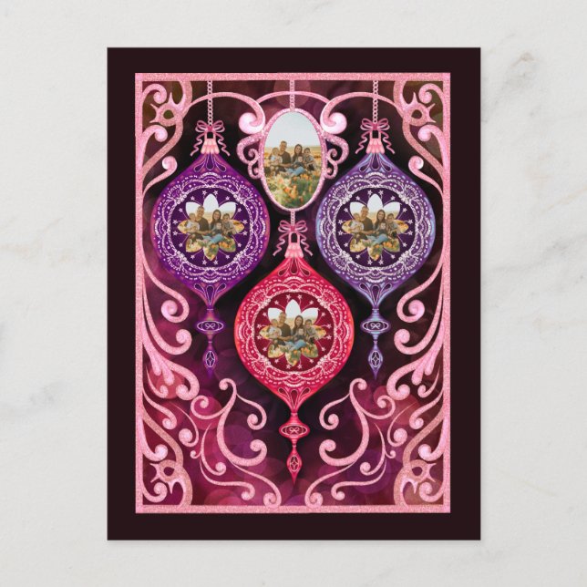 Cartão Postal Ornamental Christmas - Photo Christmas card (Frente)