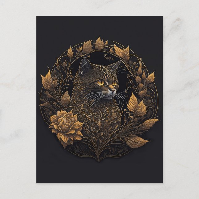 Cartão Postal ornamento de gato (Frente)