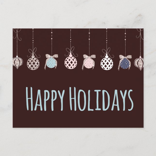 Cartão Postal Ornamentos de Feriados Felizes (Frente)