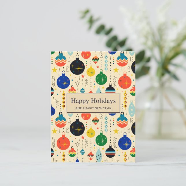 Cartão Postal Ornamentos de Férias Não Fotográficas (Em pé/Frente)