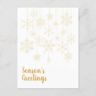 Cartão Postal Ornamentos em flocos de neve Dourados