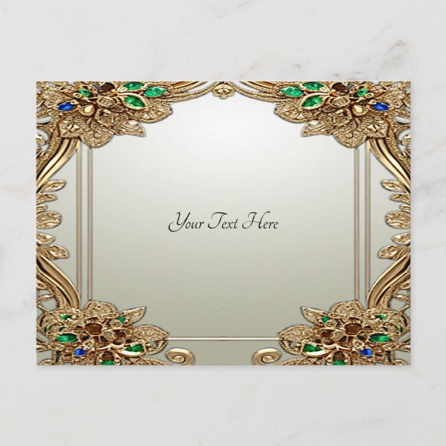 Cartão Postal Ornate Dourado Elegante (Frente)