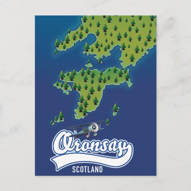 Cartão Postal Oronsay mapa da ilha da Escócia  (Frente)