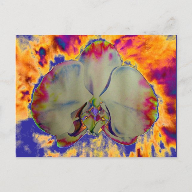 Cartão Postal Orquídea de incêndio, floral de aquarela vibrante  (Frente)