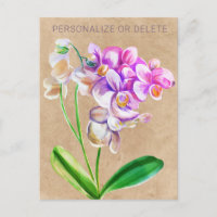 Orquídea Rosa Púrpura, Aquarela Floral Personaliza