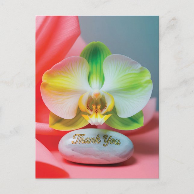Cartão Postal Orquídea Serena com Texto "Obrigado" (Frente)
