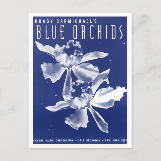Cartão Postal "Orquídeas Azuis" de Hoagy Carmichael (Frente)