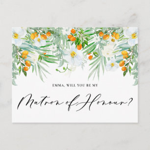 Cartão Postal Orquídeas & Kumquats Você Será Minha Dama de Honra
