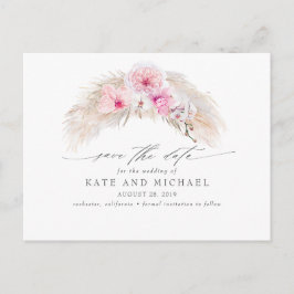 Cartão Postal Orquídeas Rosa Pampas Grass Tropical Salvem a Data