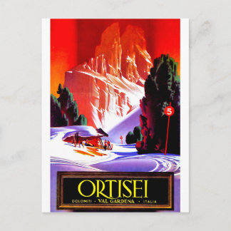 Cartão Postal Ortisei, Alpes Dolomíticos, esqui Val Gardena, Itá