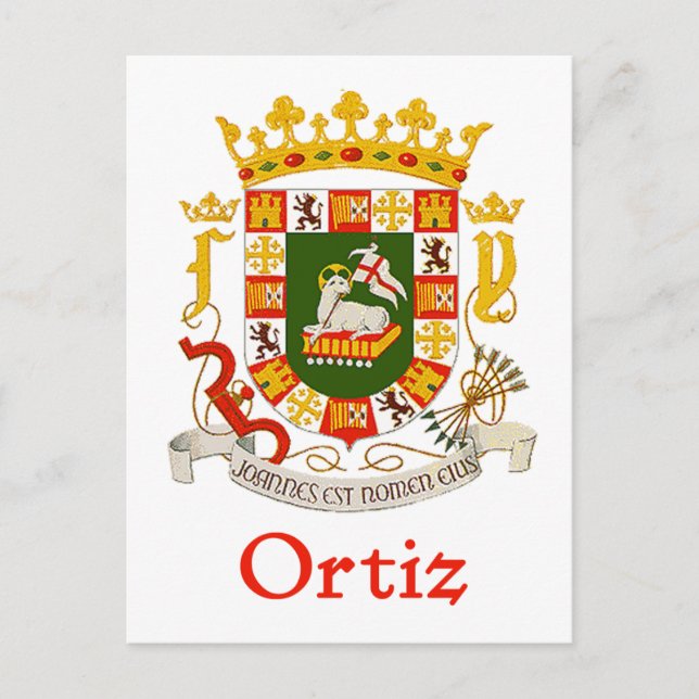 Cartão Postal Ortiz Shield de Porto Rico (Frente)