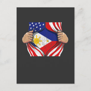 Cartão Postal Ortodia Filipino Raízes Americana Bandeira das Fil