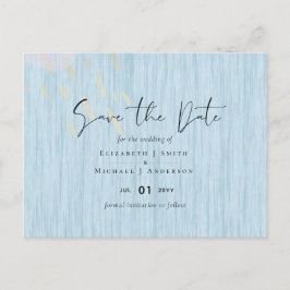 Cartão Postal Ortografia de Casamento Dourado Azul com Empoeiram