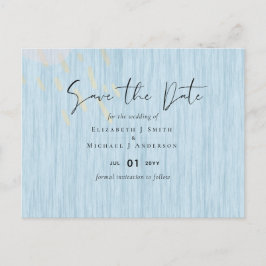 Cartão Postal Ortografia de Casamento Dourado Azul com Empoeiram