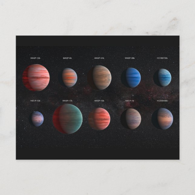 Cartão Postal Os 10 Exoplanetas Júpiter Quente de Wasp (Frente)