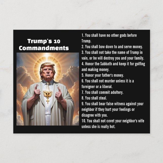 Cartão Postal Os 10 Mandamentos de Trump (Frente)