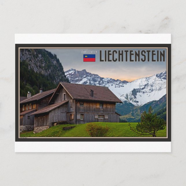 Cartão Postal Os Alpes do Liechtenstein (Frente)