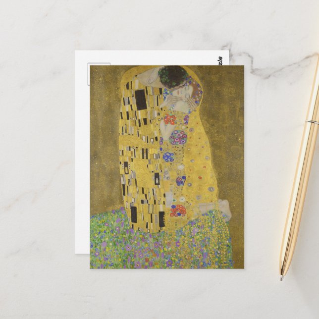 Cartão Postal Os amantes beijando o abraço de Gustav Klimt (Frente/Verso In Situ)