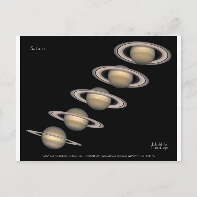 Cartão Postal Os Anéis de Saturno inclinam-se para 1996-2000. (Frente)