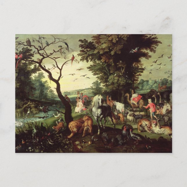 Cartão Postal Os animais entrando na arca de Noé (Frente)