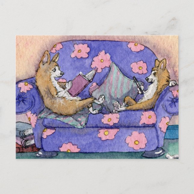 Cartão Postal Os bonecos e os livros misturam-se! (Frente)