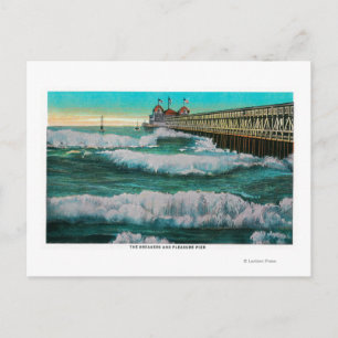 Cartão Postal Os Breakers e o Prazer PierLong Beach, CA
