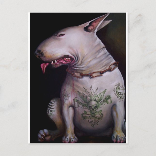 Cartão Postal Os cães comem gatos (Frente)