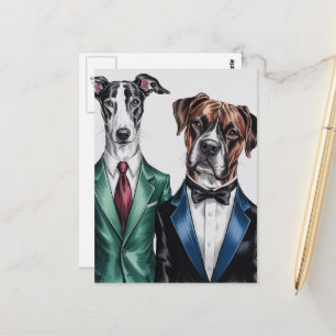 Cartão Postal Os cães em ternos