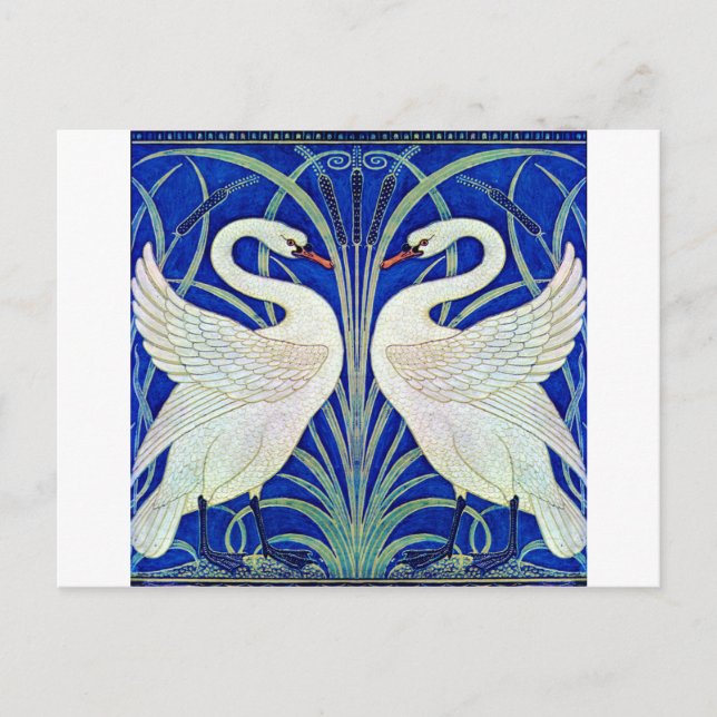 Cartão Postal Os Cisnes por Walter Crane (Frente)