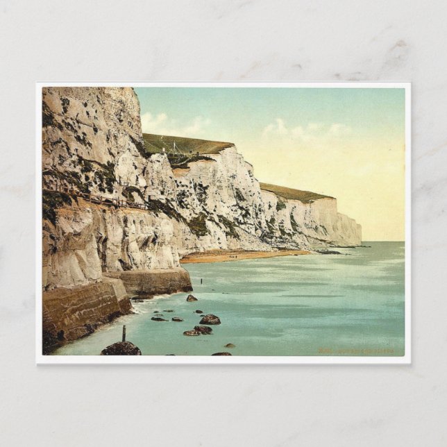 Cartão Postal Os Cliff, Dover, o clássico Photochrom da Inglater (Frente)