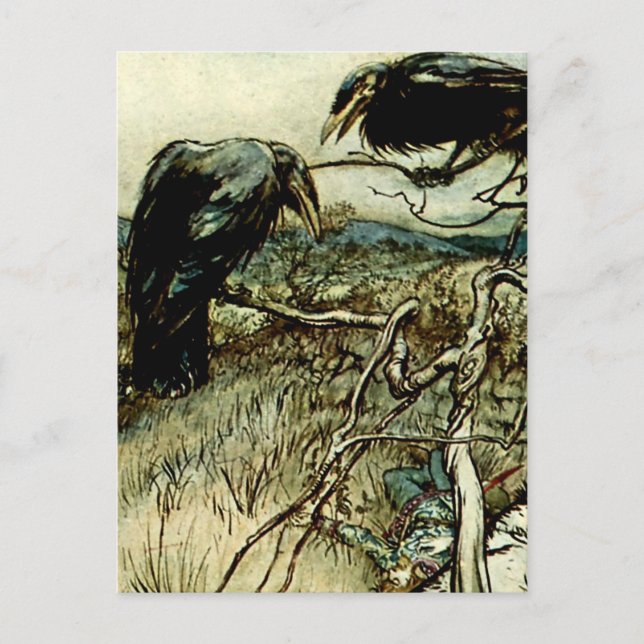 Cartão Postal “Os Dois Corvos” por Arthur Rackham (Frente)