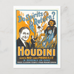 Cartão Postal "Os Espíritos Retornam? Houdini diz não" Poster