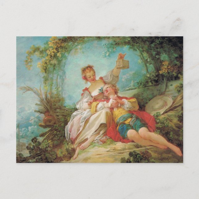 Cartão Postal Os felizes amantes de Jean Honore Fragonard Postca (Frente)