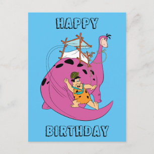 Cartão Postal Os Flintstones   Fred Deslizando pela Cauda