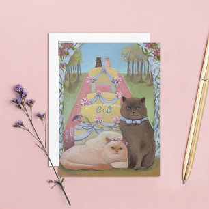 Cartão Postal Os Gatos do Casamento Personalizam Iniciais