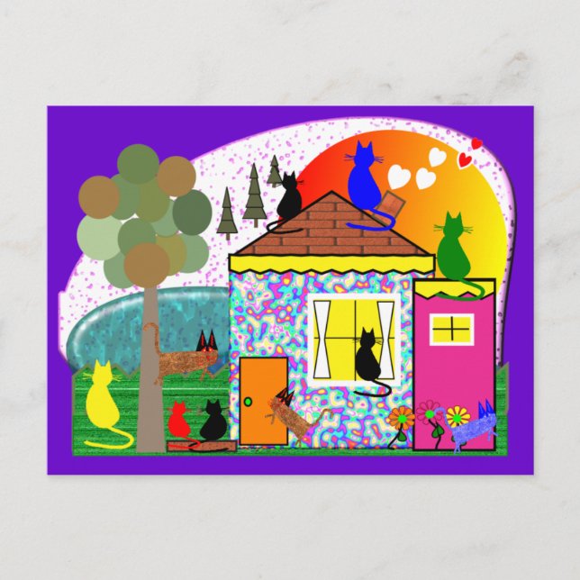 Cartão Postal Os Gatos Estão Assumindo A Casa (Frente)
